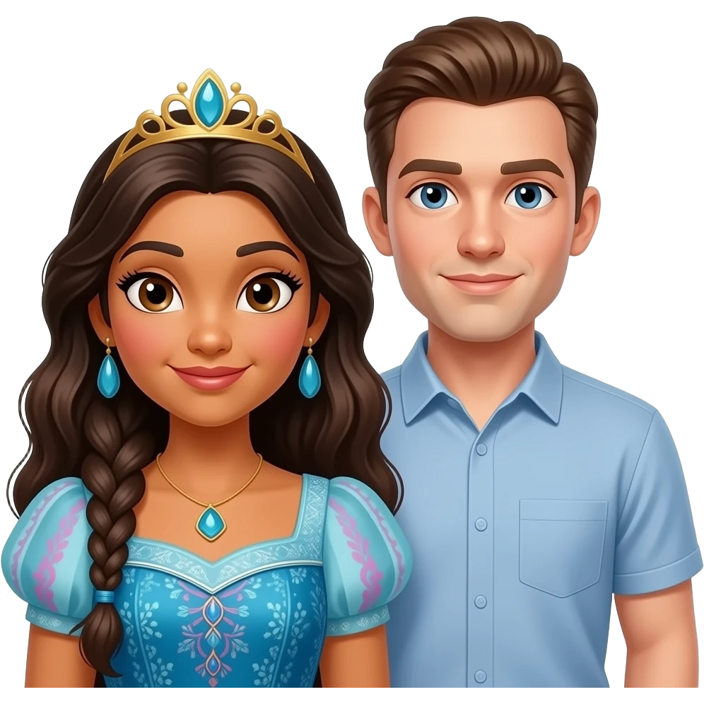 Princess Laila, brunette, brown eyes, Australian with  tall guy Harris emoji