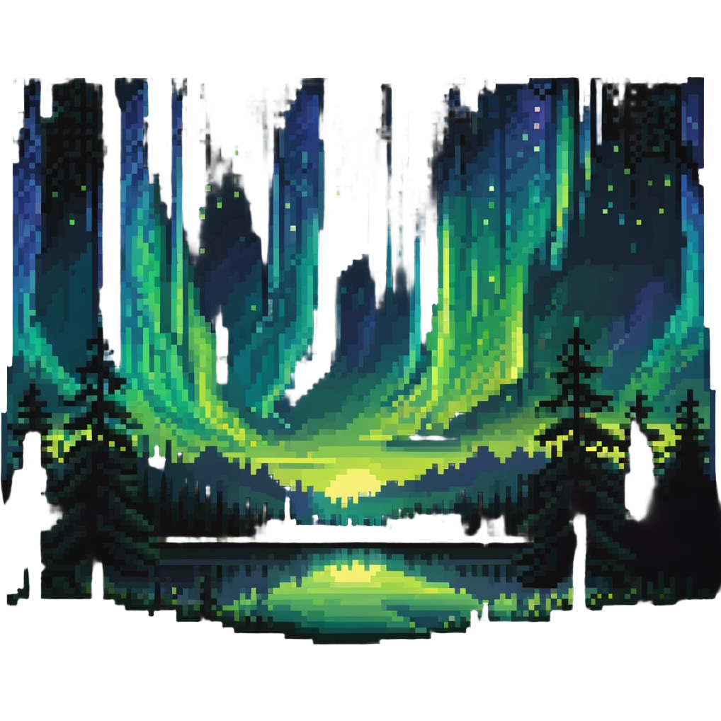 aurora borealis over forest silhouette emoji