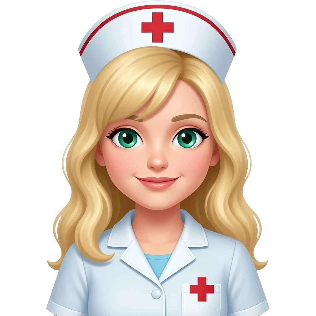 blonde, white  green eyed nurse emoji