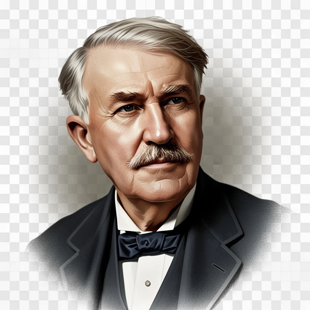 Generate in realistic style Thomas Edison. png on transparent background emoji