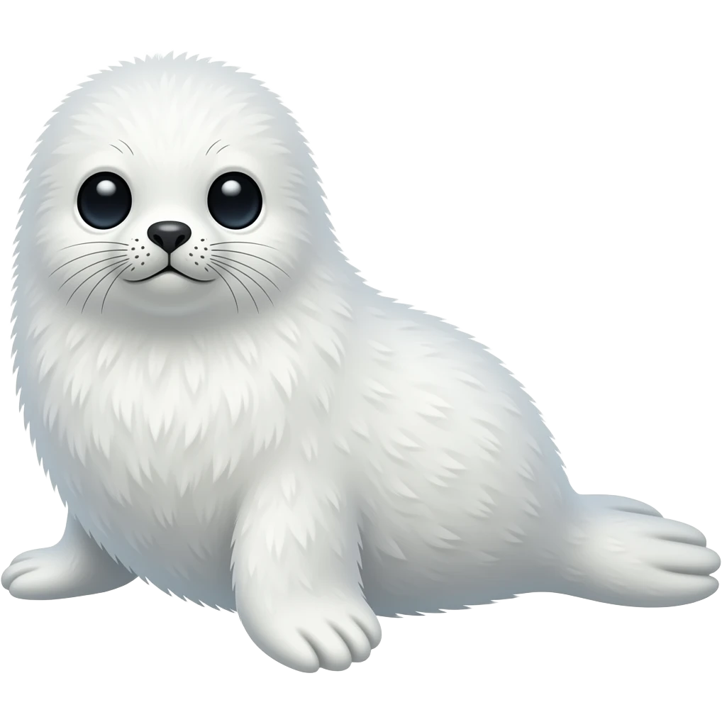 A fluffy white seal emoji