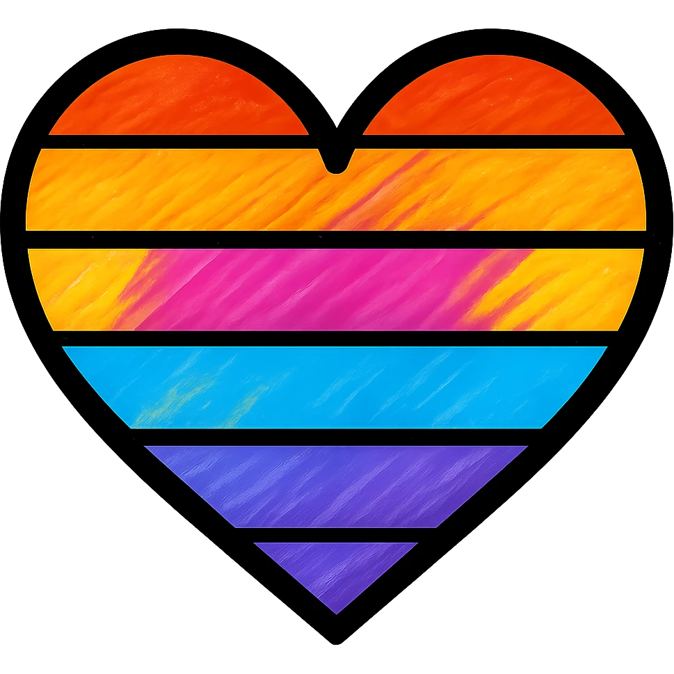 simple and bold heart in rainbow pride colors emoji