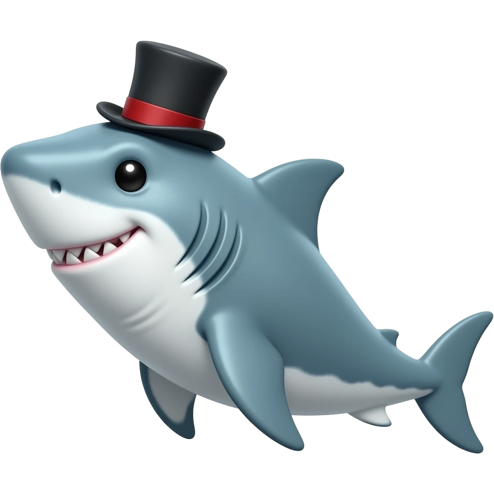 Shark with a top hat emoji