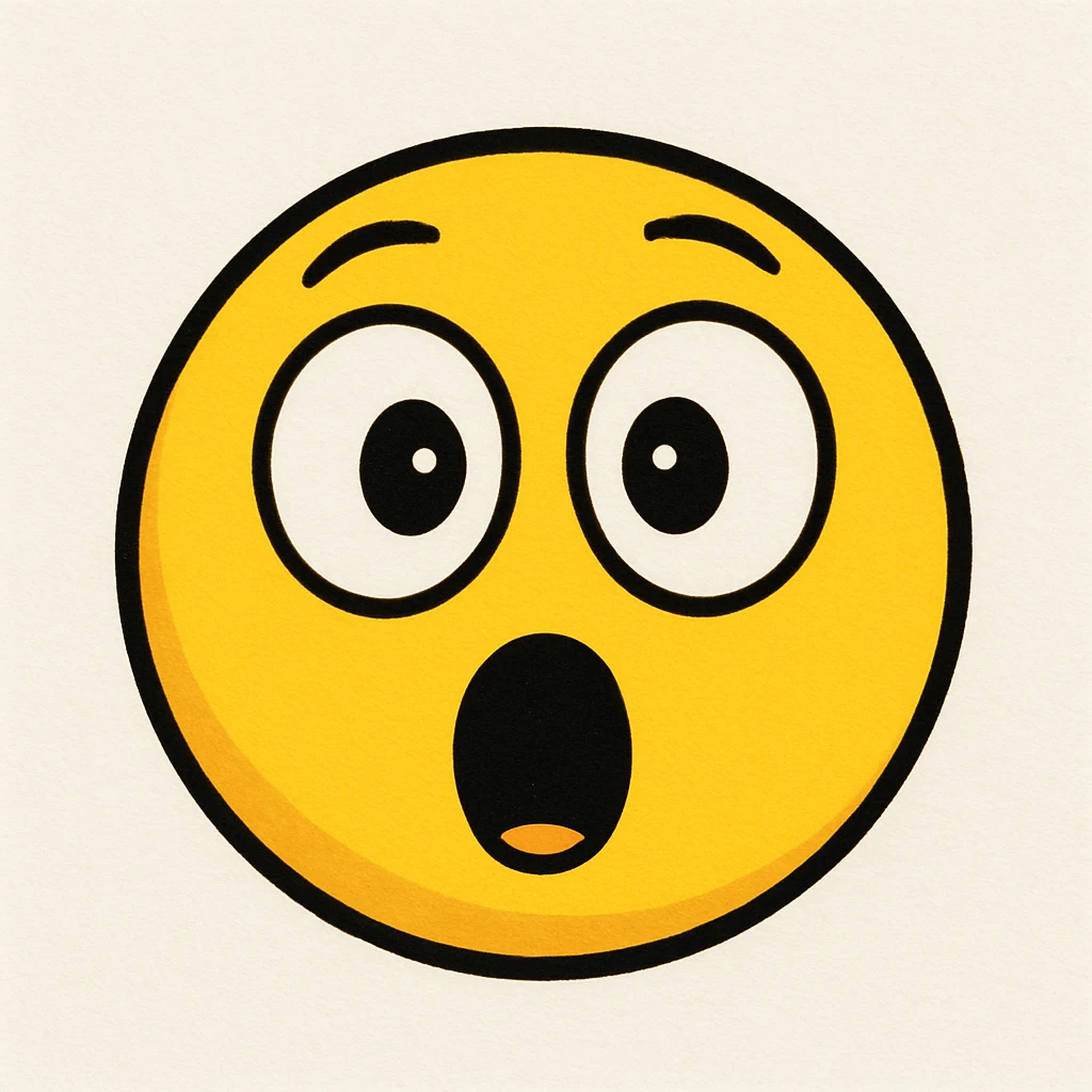 yellow emoji with a face in awe emoji