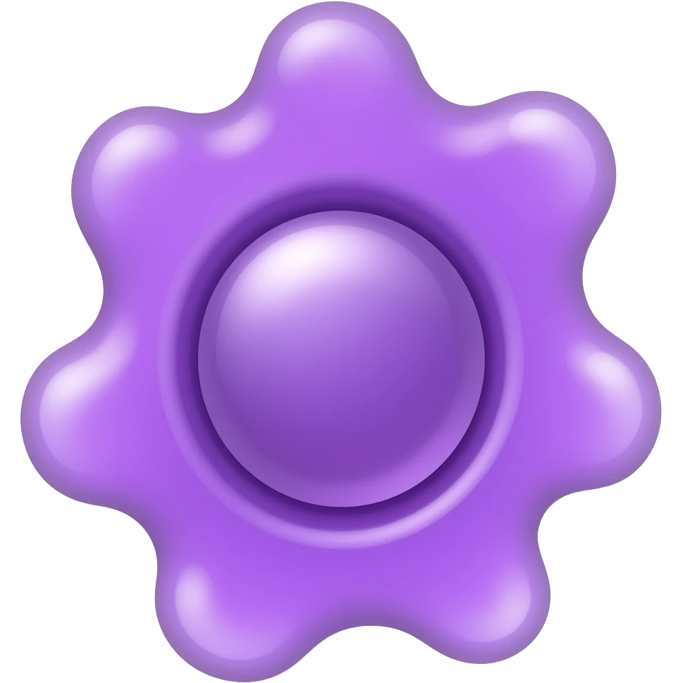 Ameba gelatinosa roxa arredondada com curvas com nucleo grande arredondado no centro emoji