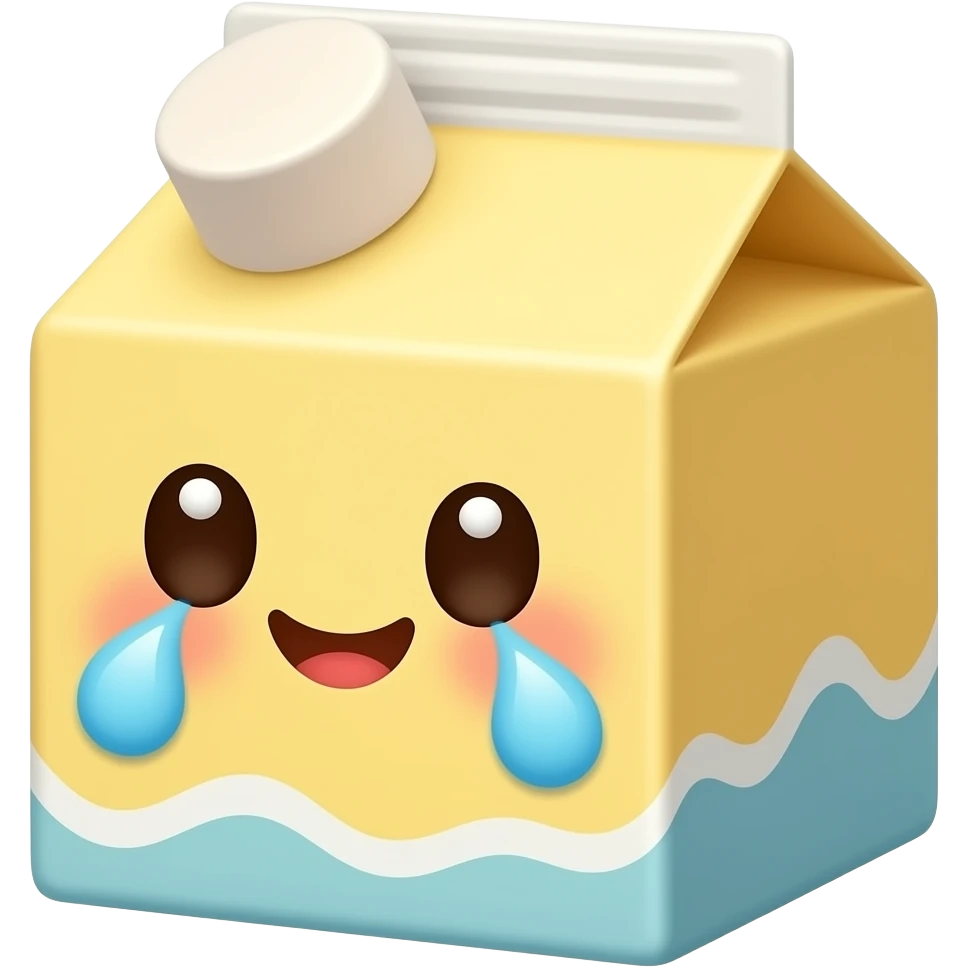 Kawaii juice box laughing with tears emoji