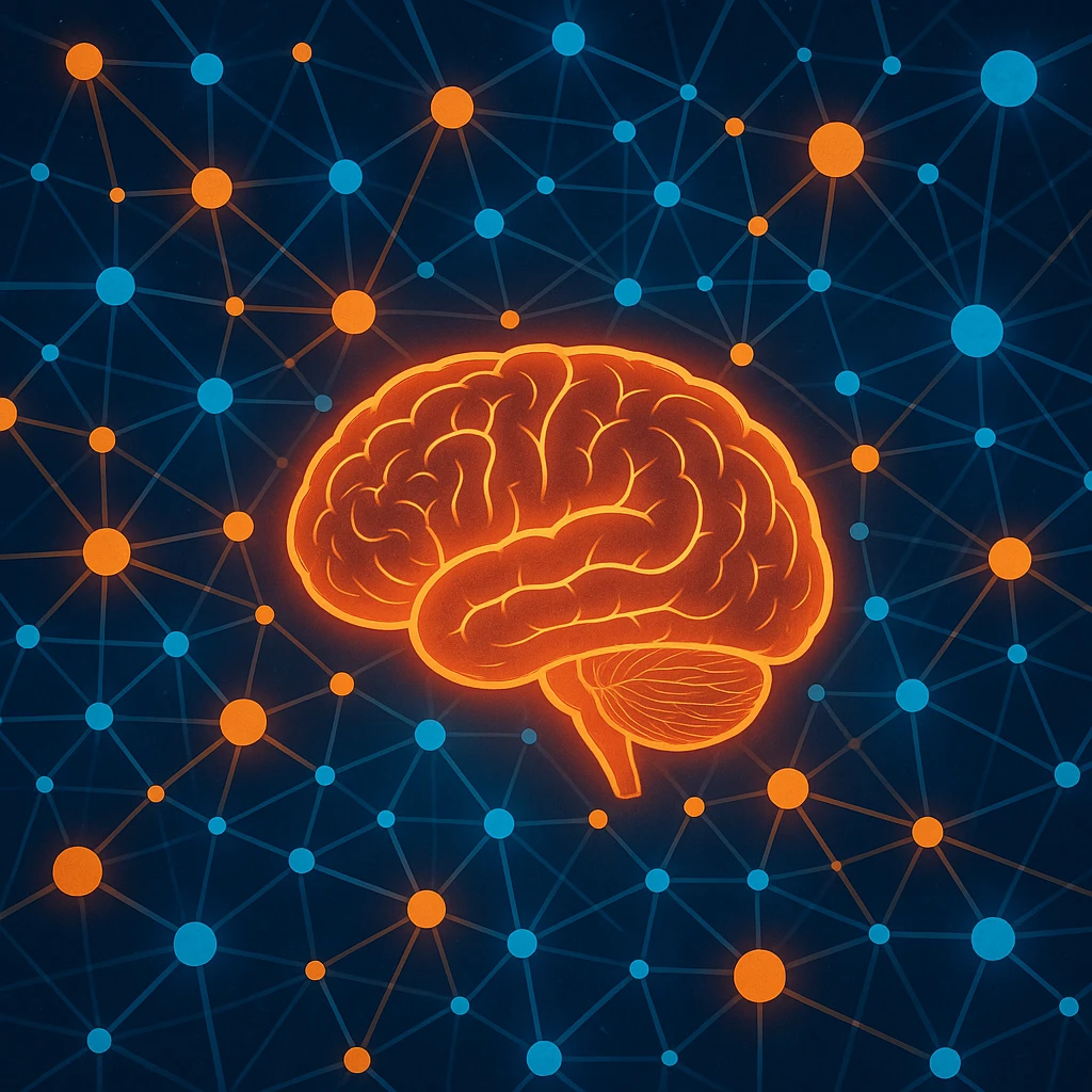 neural network with brain and nodes emoji