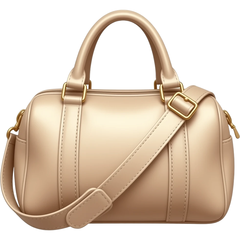 Bolso deportivo beige.Más femenino, acabado brillante. Correa adicional larga. emoji