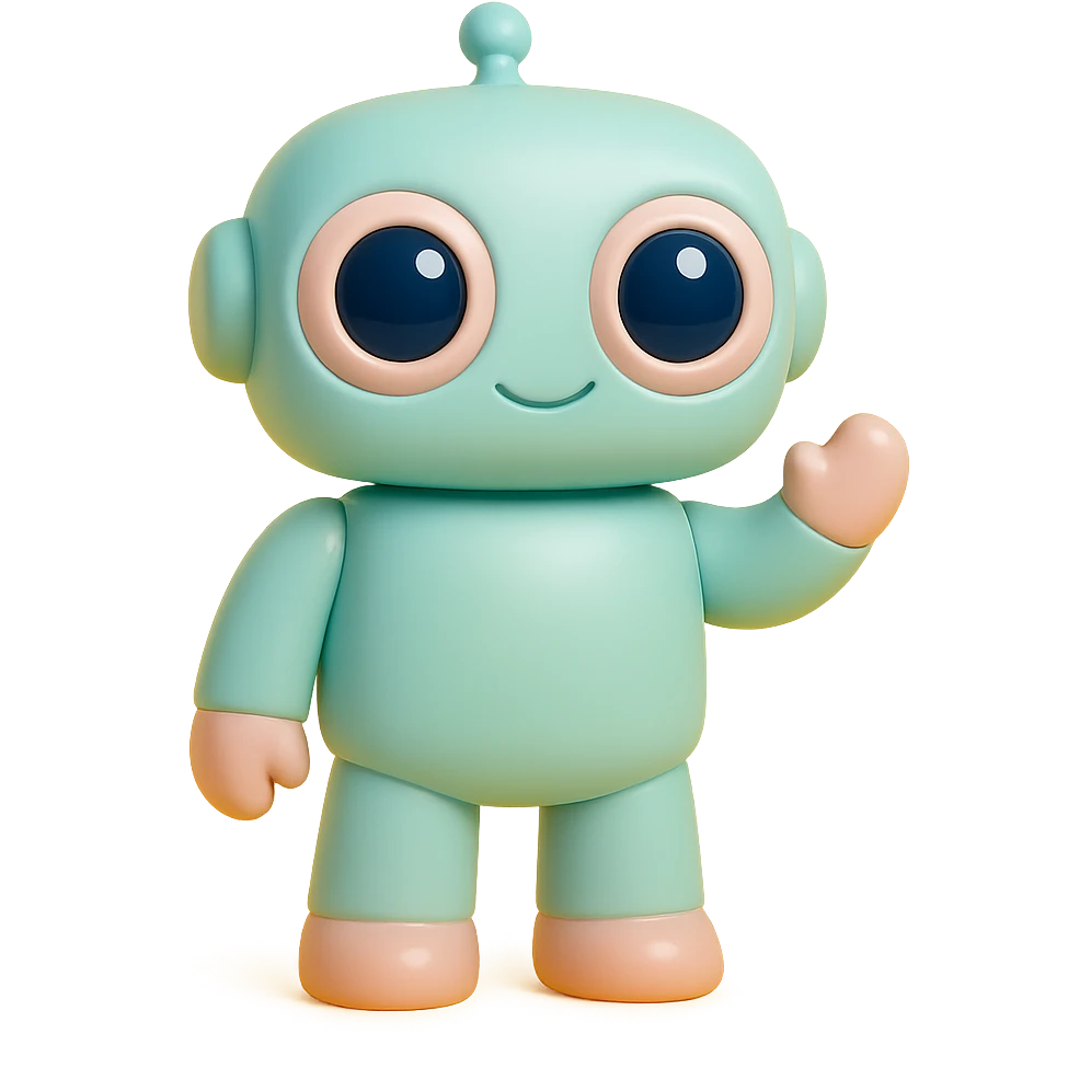 robot with big eyes, friendly pose emoji