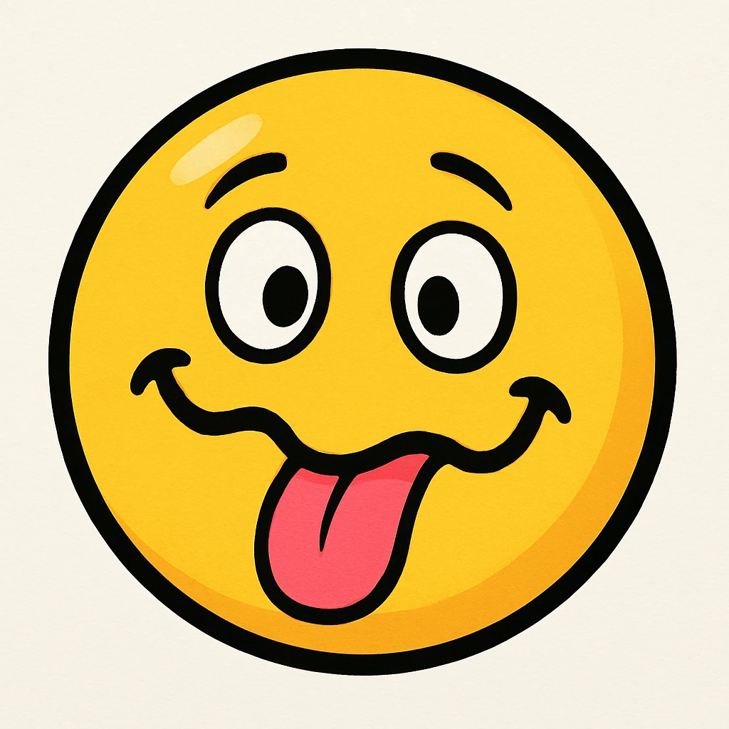 yellow face with tongue out and wobbly smile emoji emoji