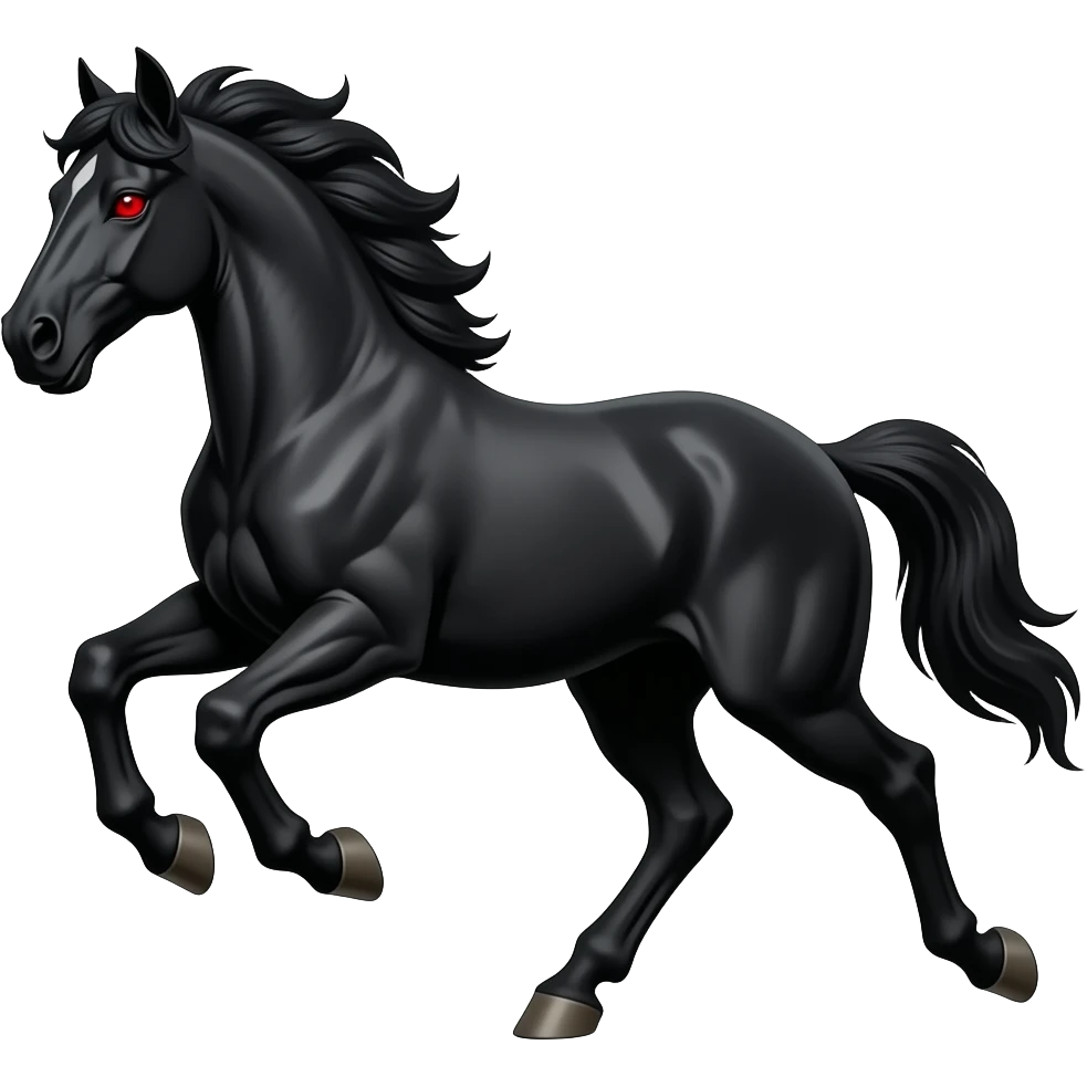 Black horse runn dangerous red eyes horse emoji