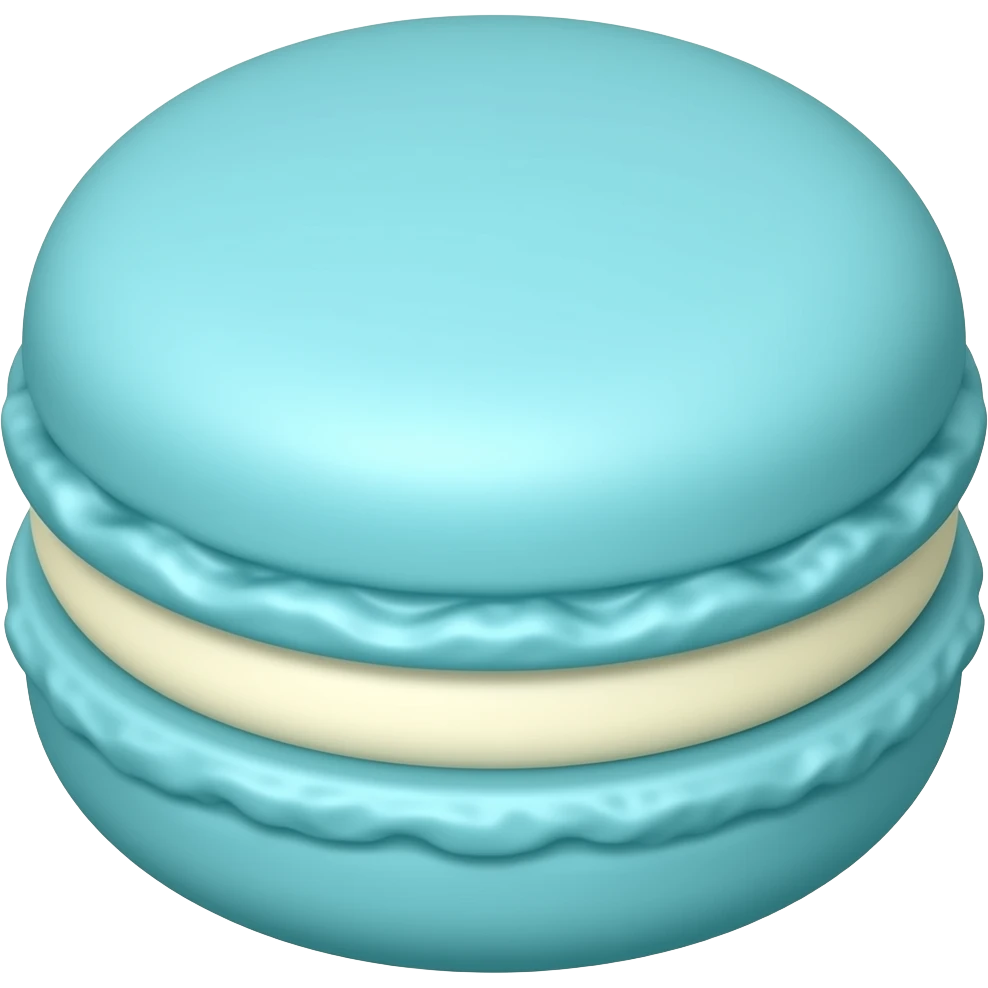 macarron dulce, en color azul bebe, parte de arriba la tapa emoji