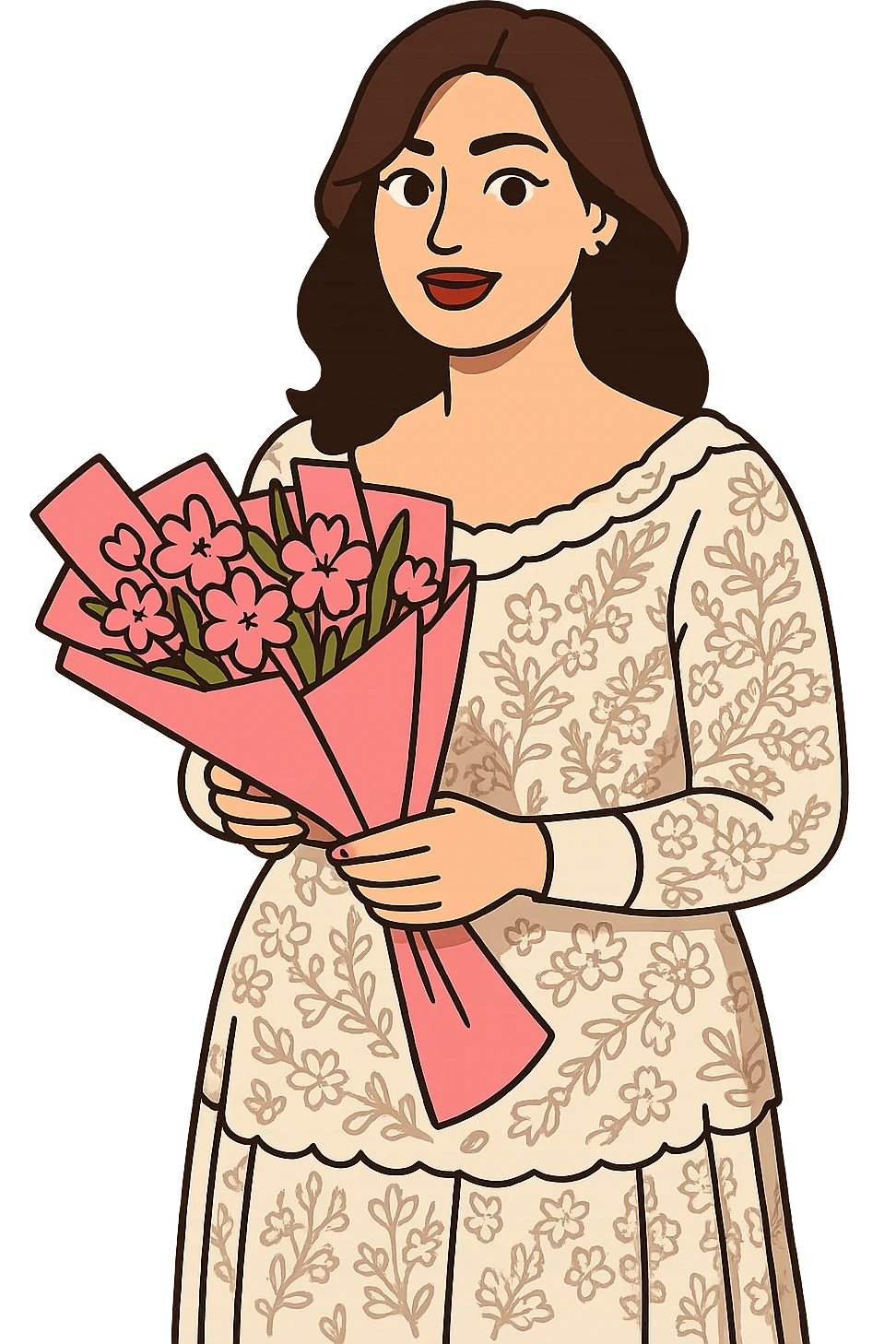 Create a cartoon sticker in Flat Toon style with a greeting pose, transparent background. emoji