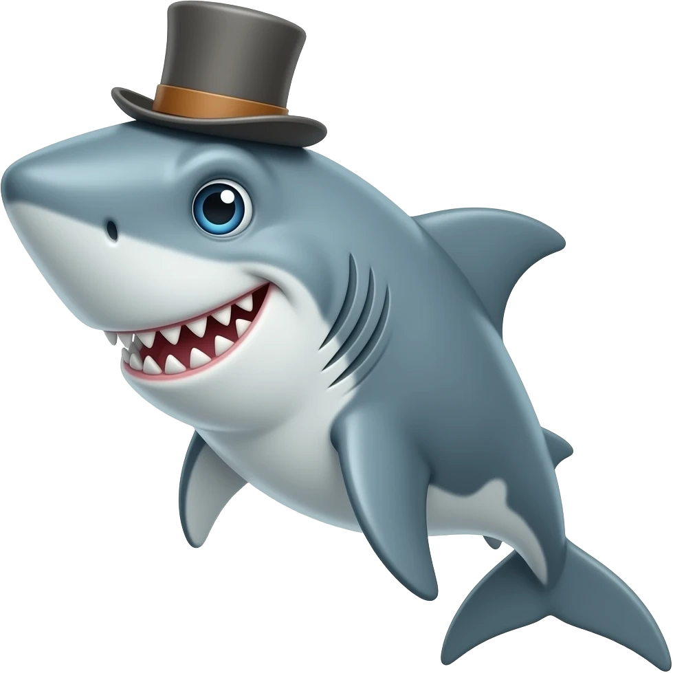 Shark with a top hat emoji