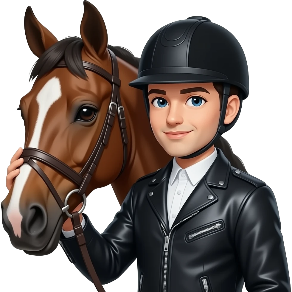equestrian man  touching horse face emoji