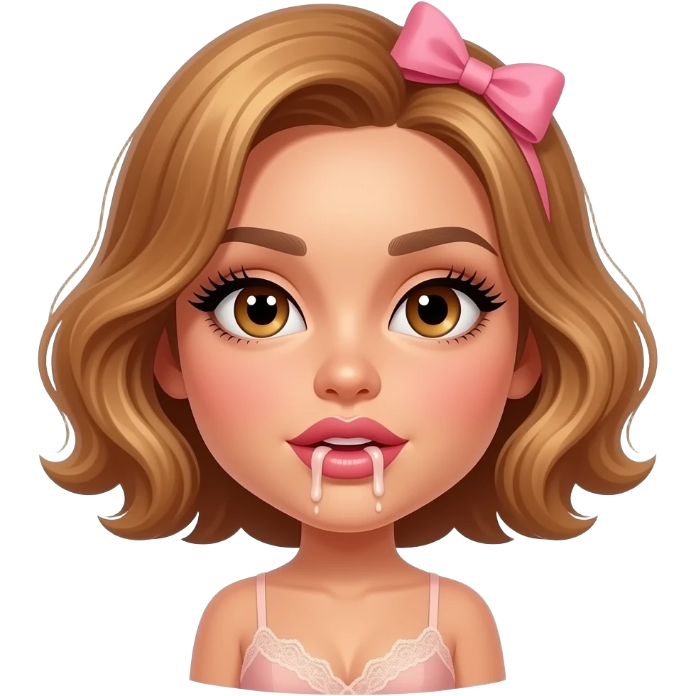 glamours,-tanned,-very-beautiful-woman-with-big-plump-rose-beige-lips,-long-lashes,-honey-silky-very short- hair,-wavy-hair,-with pink bow in hair -hazel-eyes-wearing-nude-lace-lingerie-nude-stilettos,-projectile-vommiting-puke emoji