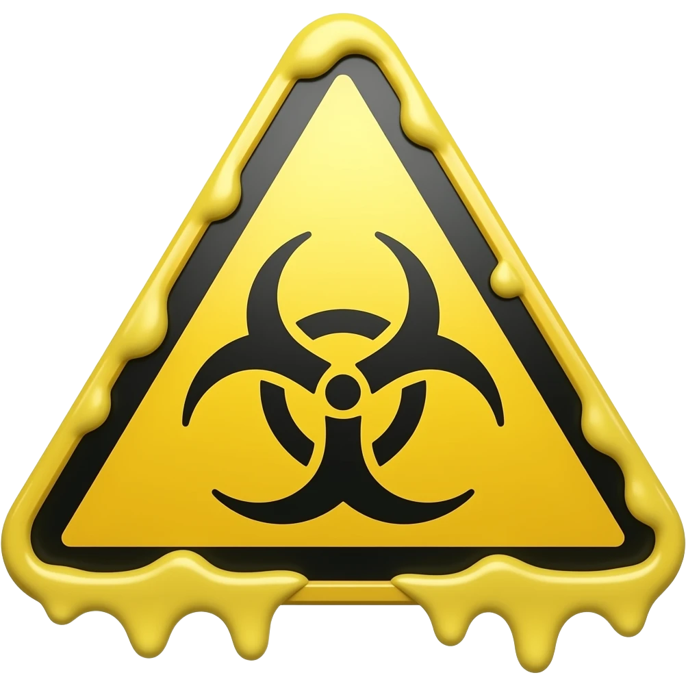 Make a yellow warning sign, as if it were a warning about sticky slime emoji