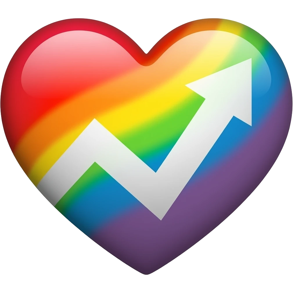 Progress heart red, orange, yellow, green, blue, violet, white, pink, light blue, brown, black emoji