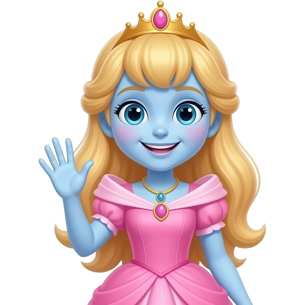 i want an emojis for my super fan club in tiktok my theme is beautiful dressed alien with ladies hair theme in pink color smiling saying bye with princess dress emoji