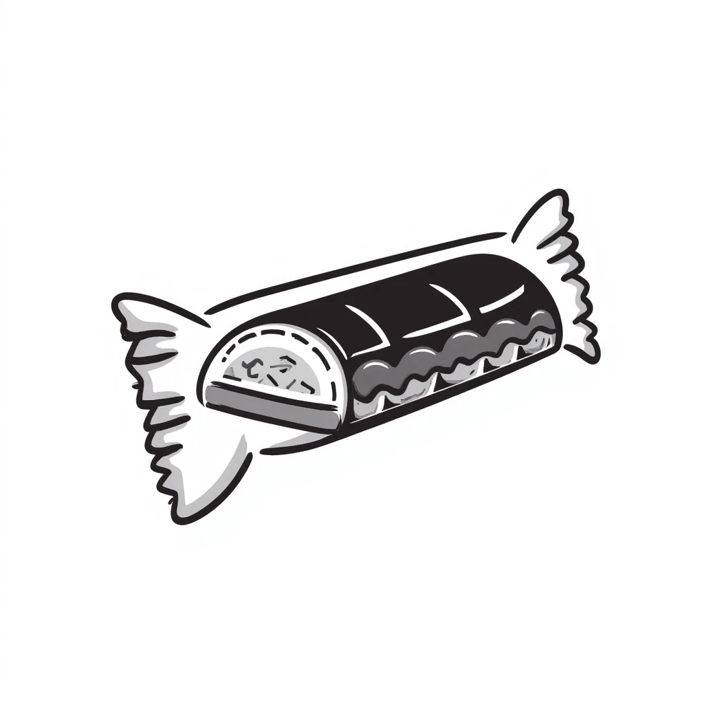 hand drawn doodle of a snickers bar with black lines emoji