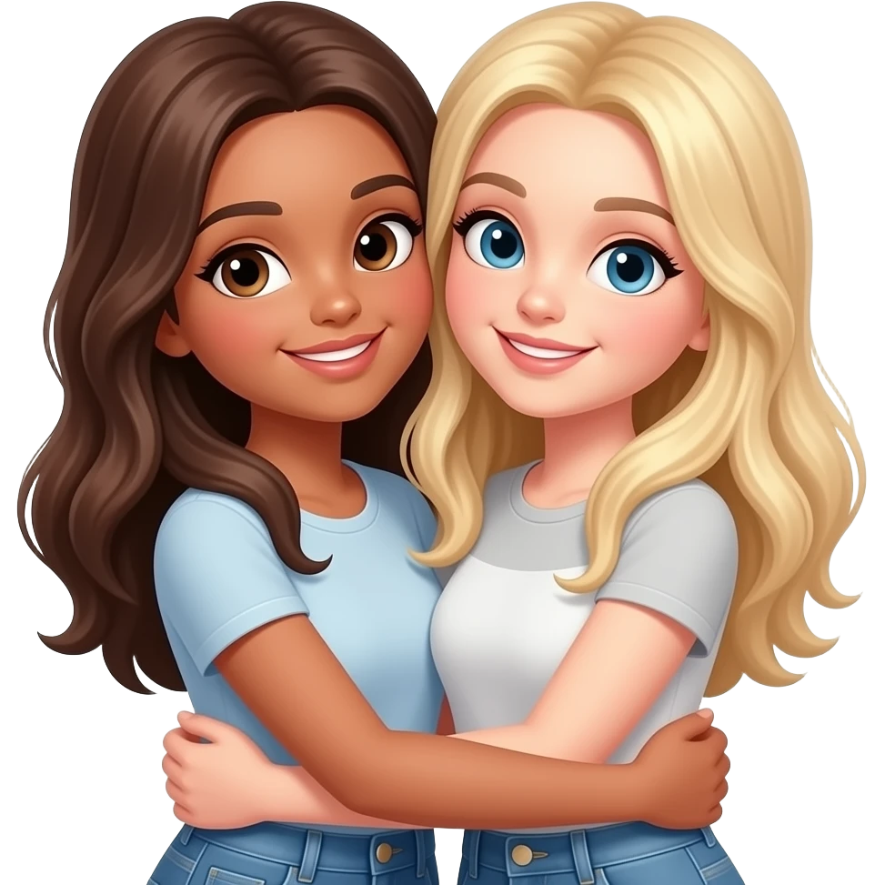 BEST  WHITE GIRL FRIENDS  HUGGING BRUNETTE BLOND emoji