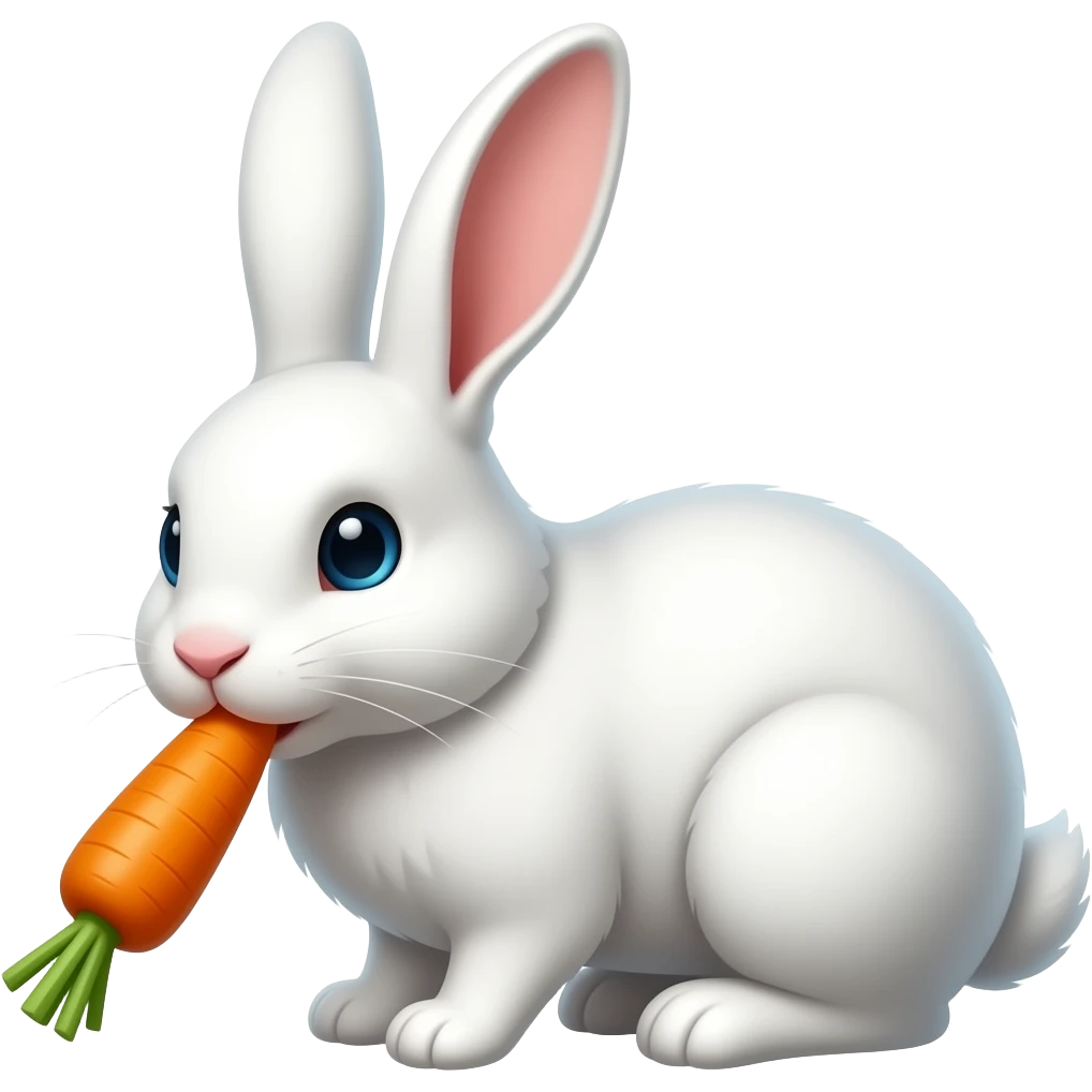 a rabbit ,white colour, eating carrot emoji