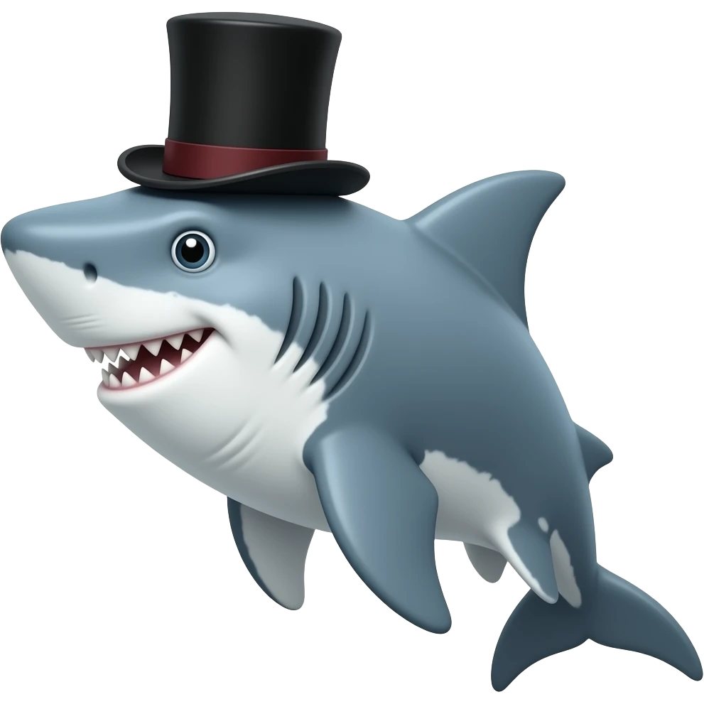 Shark with a top hat emoji