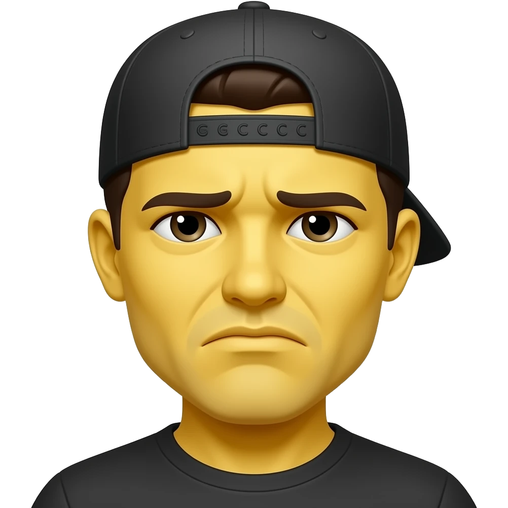 Has este emoji 😔 con una gorra new era para atras y que la piel sea amarilla emoji