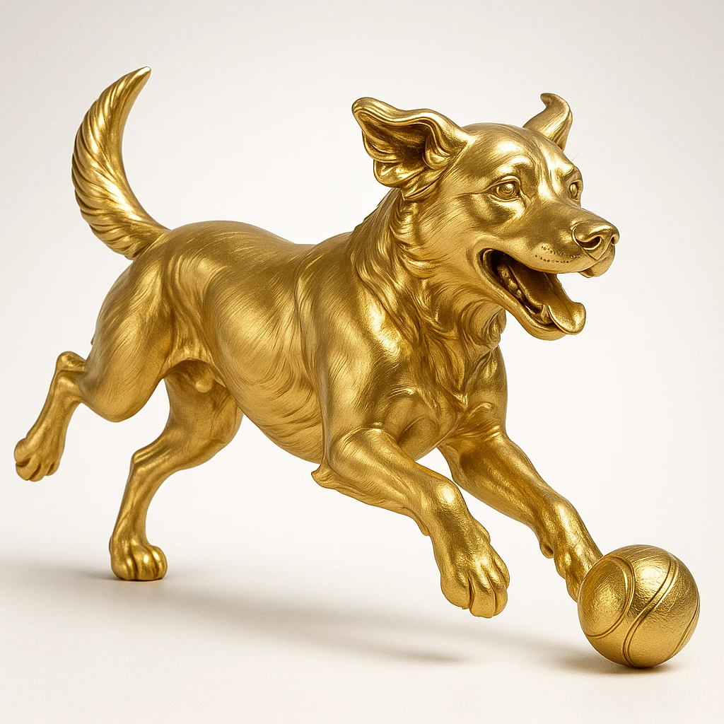 happy dog running after ball emoji