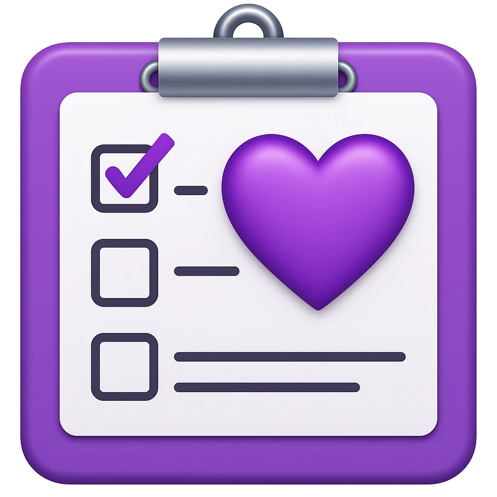 checklist purple heart emoji  emoji