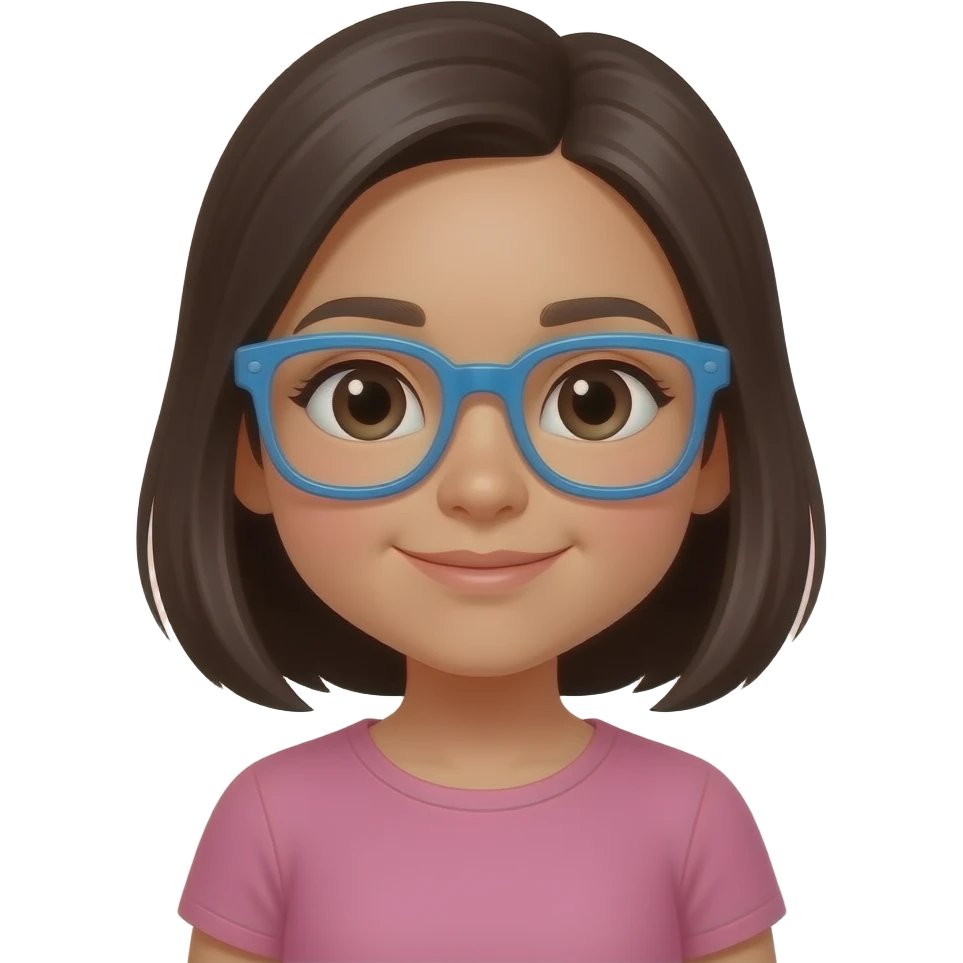 Make a little Hispanic girl with blue glasses emoji