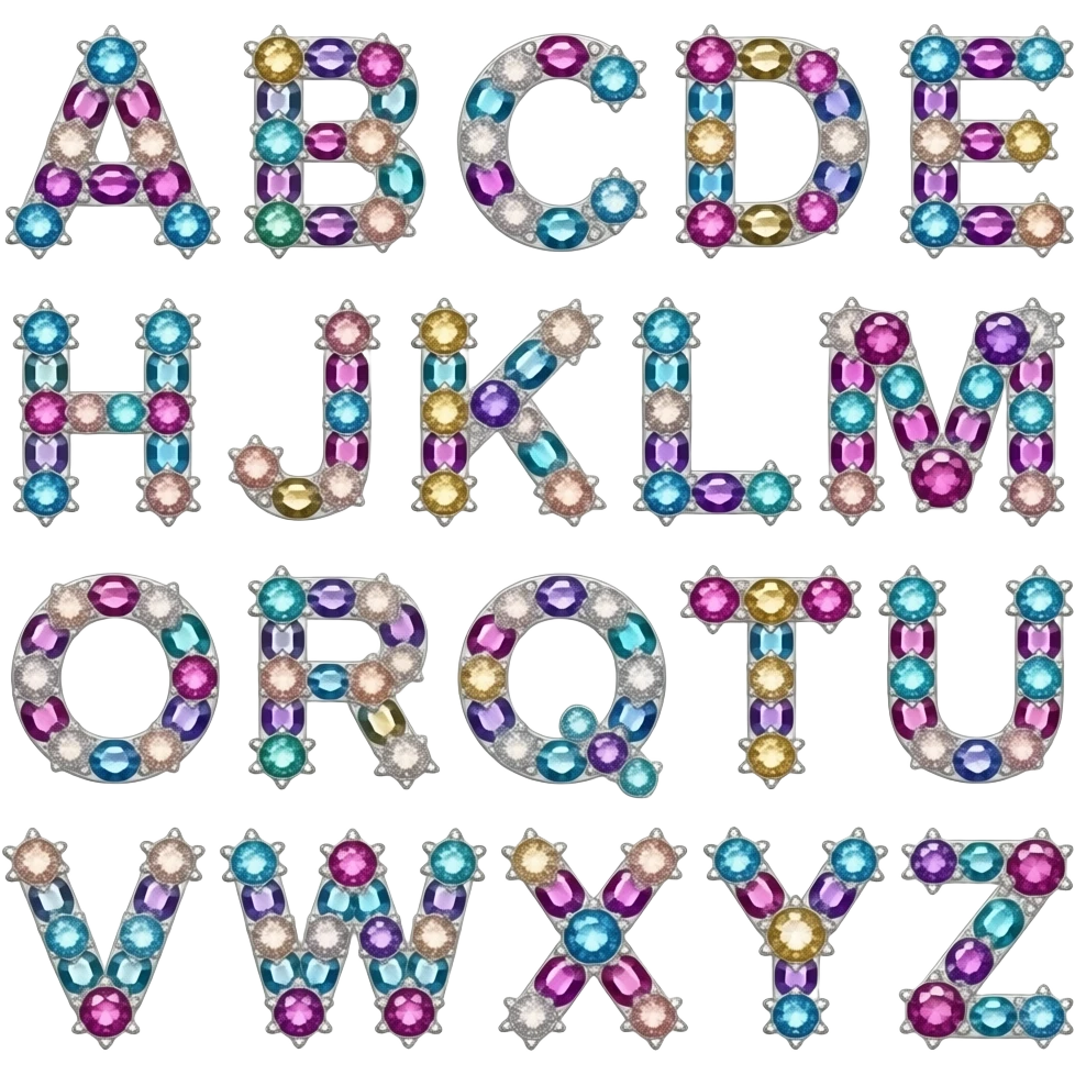 beautiful gemstone shiny floral alphabet set emoji