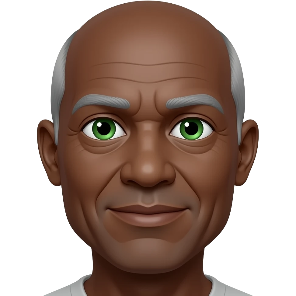 Older,bald,green eyes, go t, dark skinned emoji