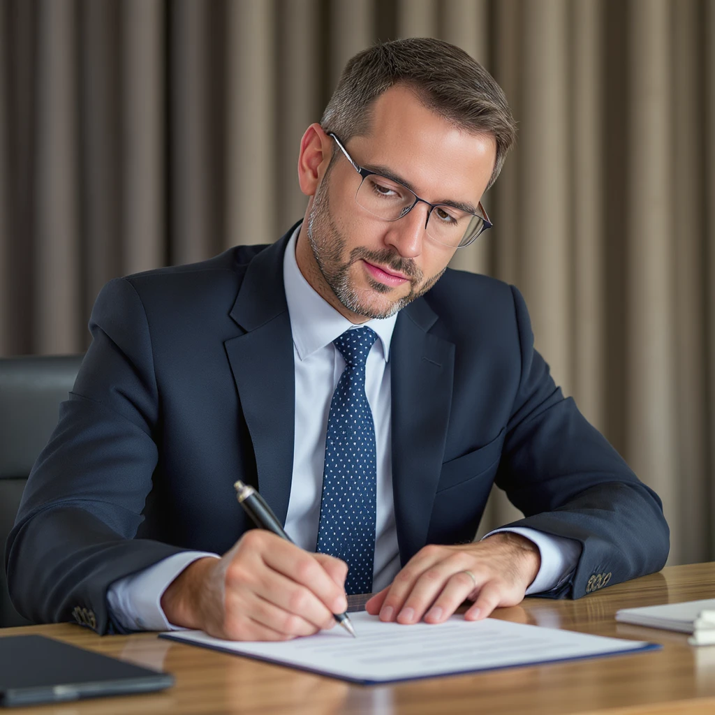 realistic person signing a contract, professional style, bold and clear, suitable for digital use emoji