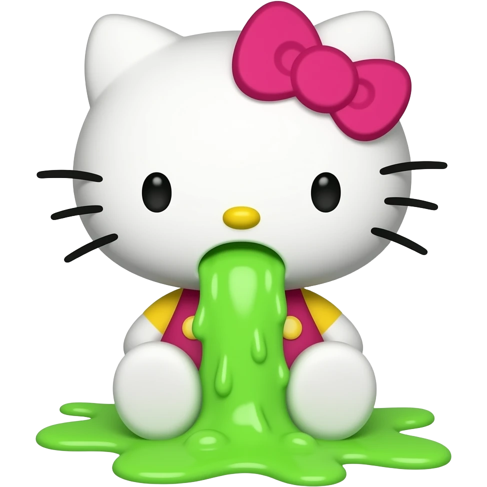 hello kitty is vomiting neon green emoji