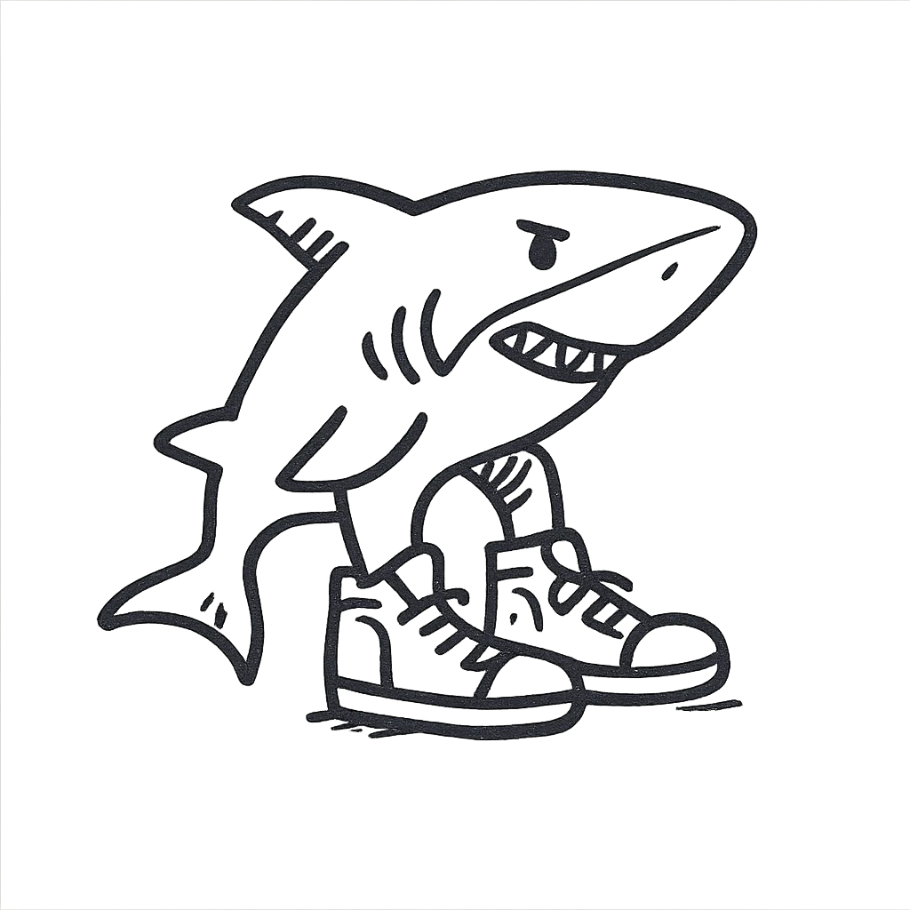 a shark wearing sneakers emoji