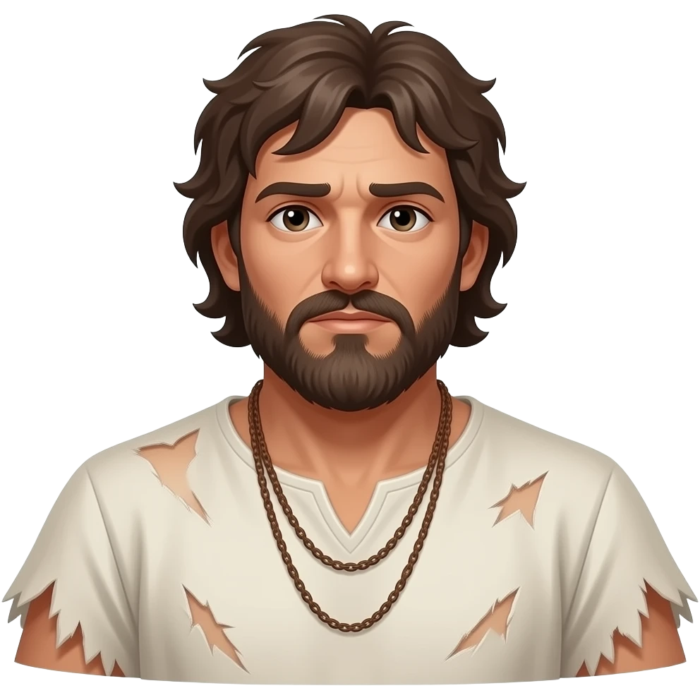 A poor full bodied man wearing tattered clothes from Bible times emoji
