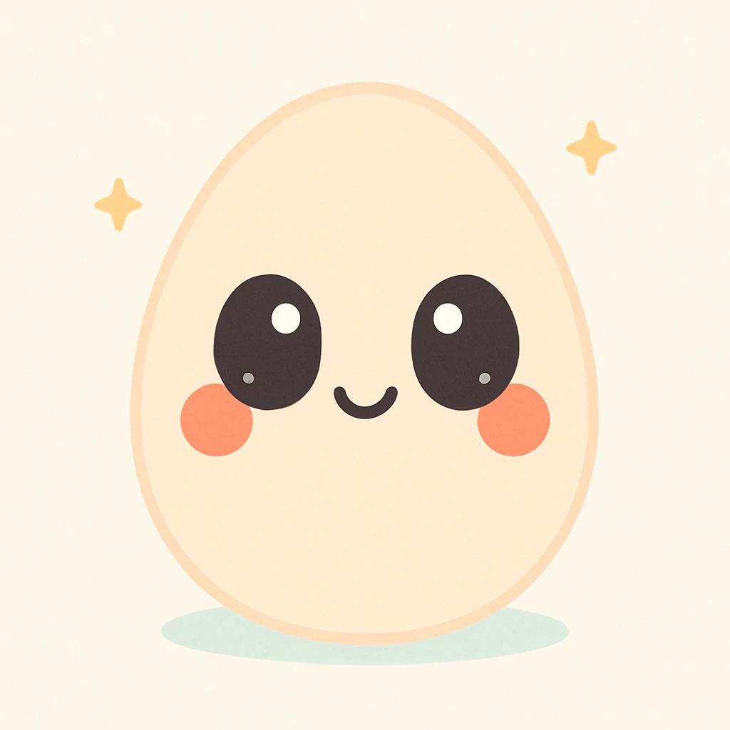 egg character, cute style, red cheeks, simple background emoji