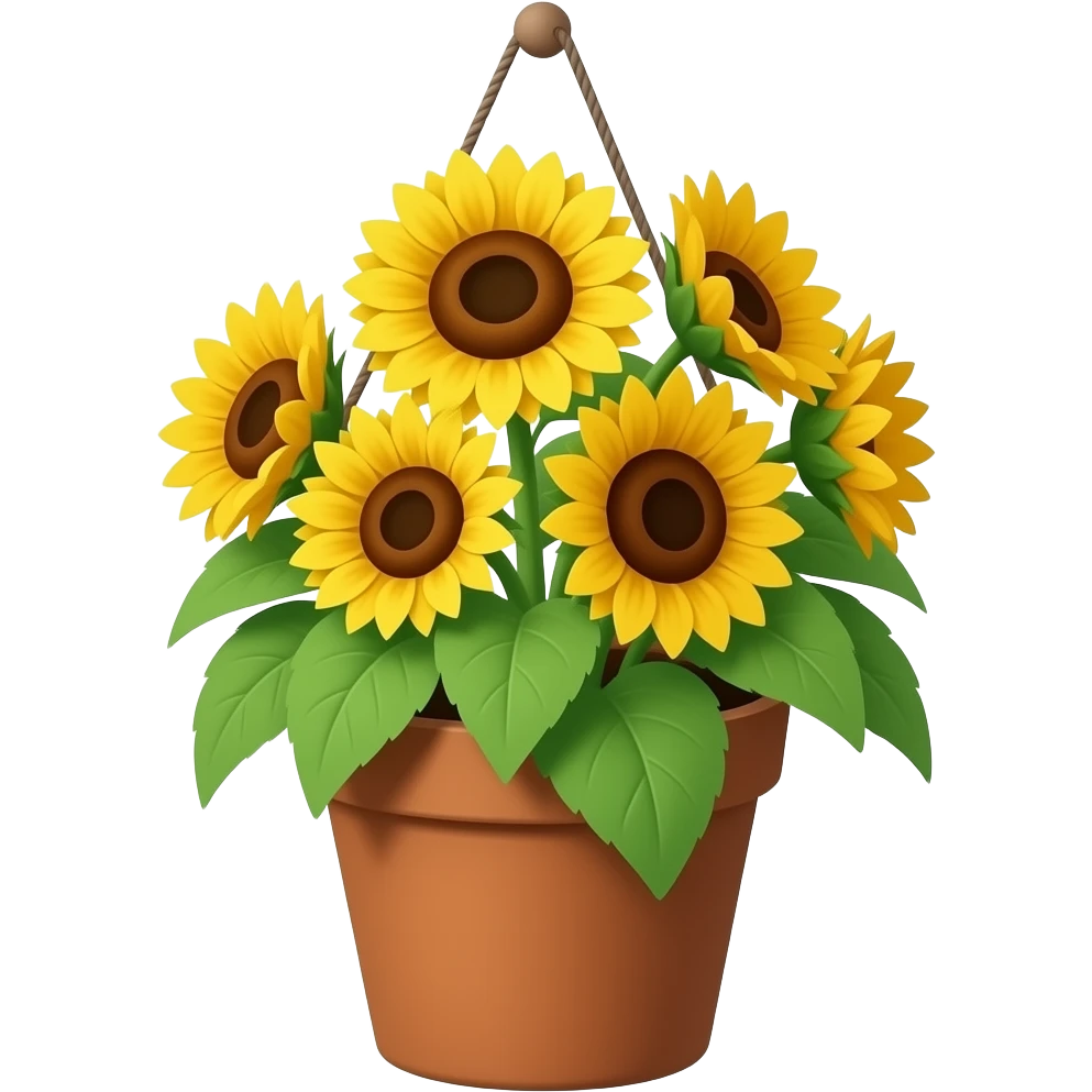 hanging sun flower pot emoji