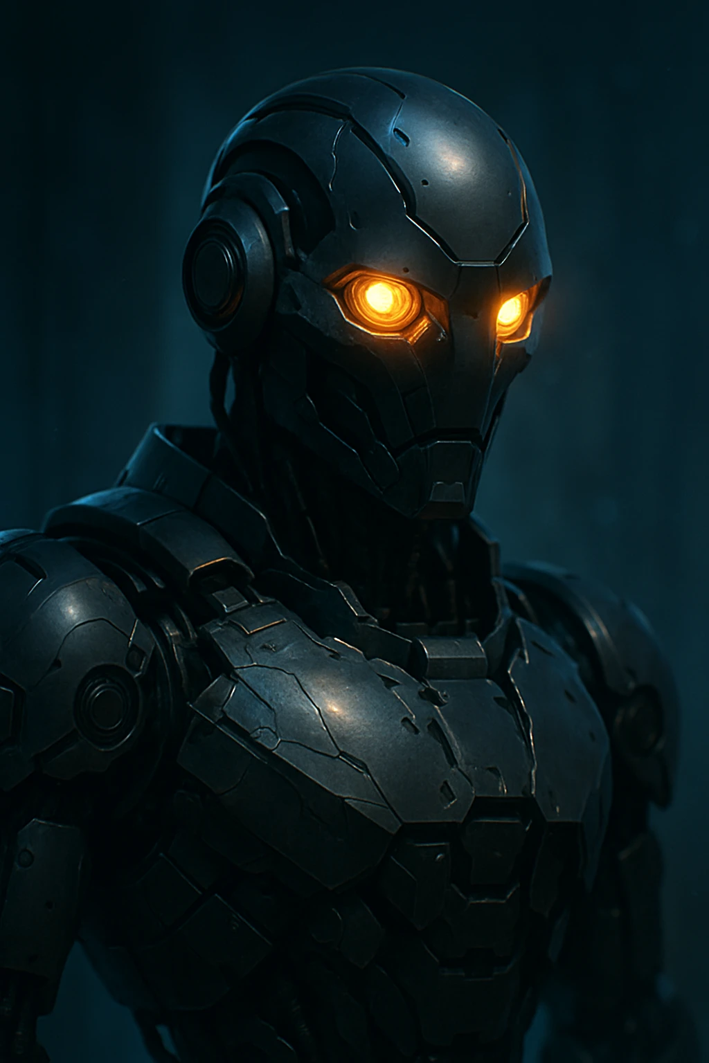 robot with glowing eyes, futuristic style, sci-fi emoji