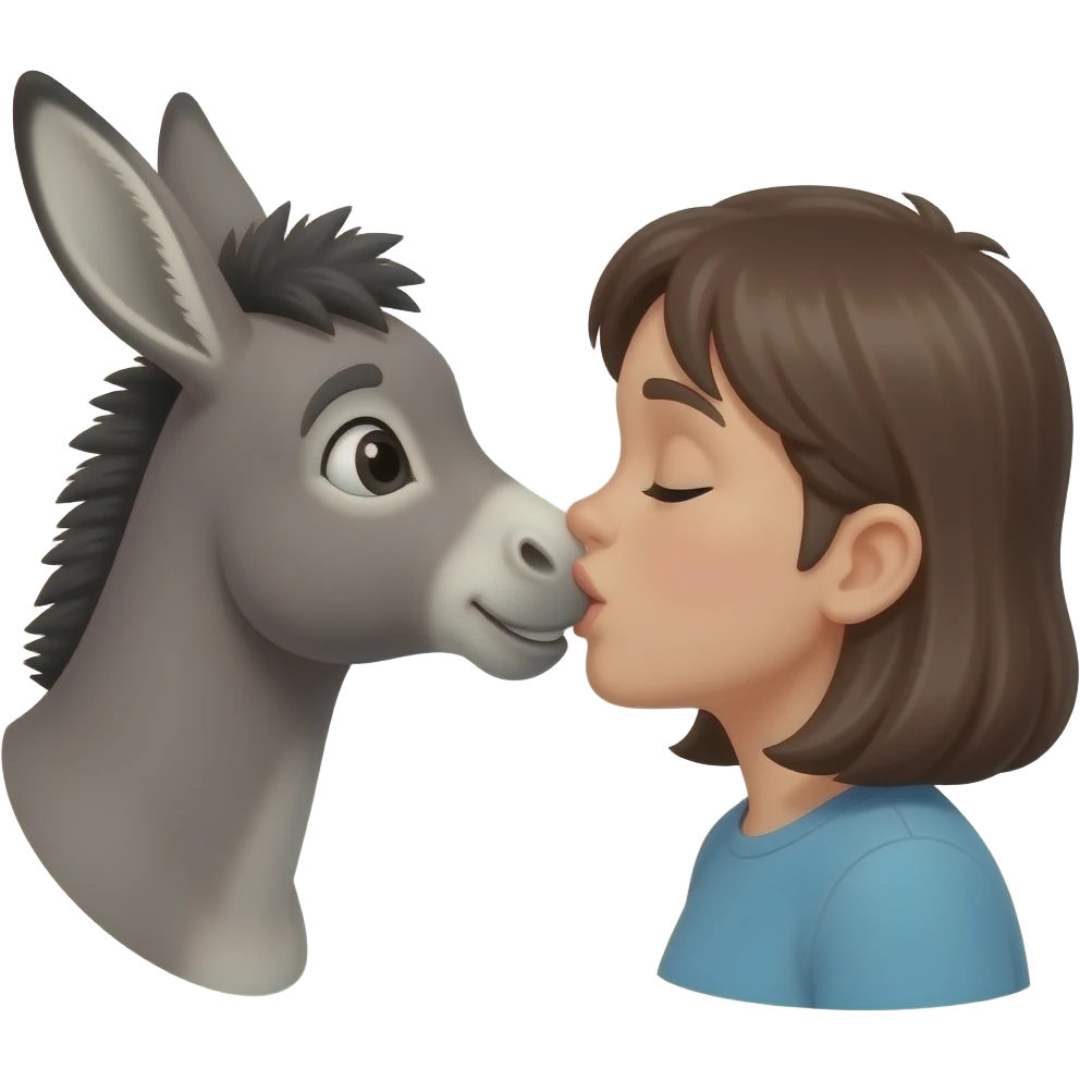 A emoji kissing a donkeys but emoji