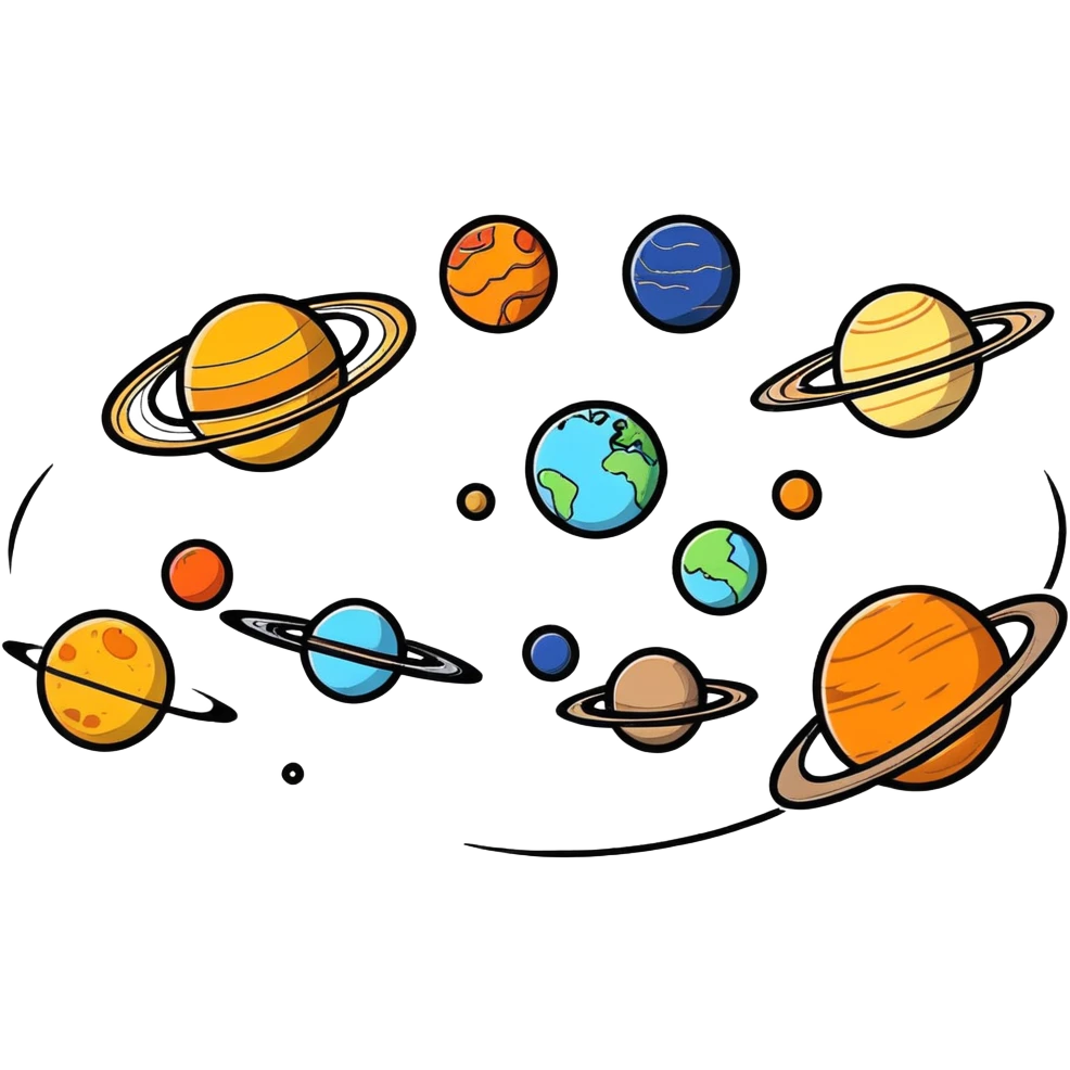 Solar system made of brain planets emoji