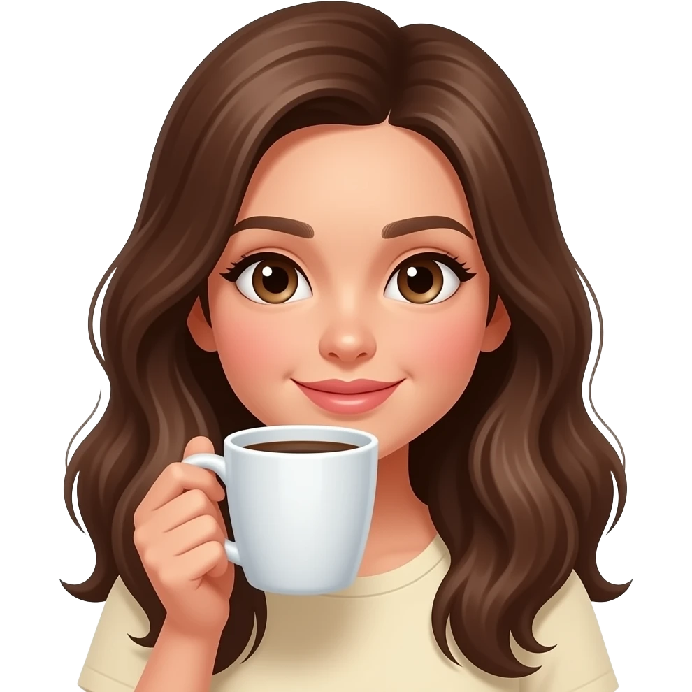 Brown girl, sips coffee in the sun emoji