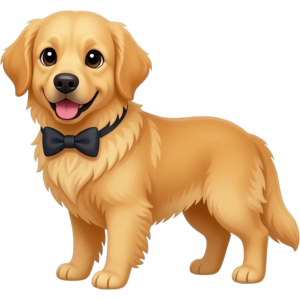 a golden retriever dog with a bowtie emoji