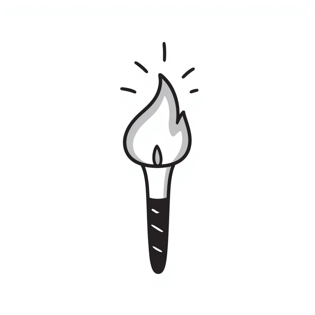 torch hand drawn doodle style emoji