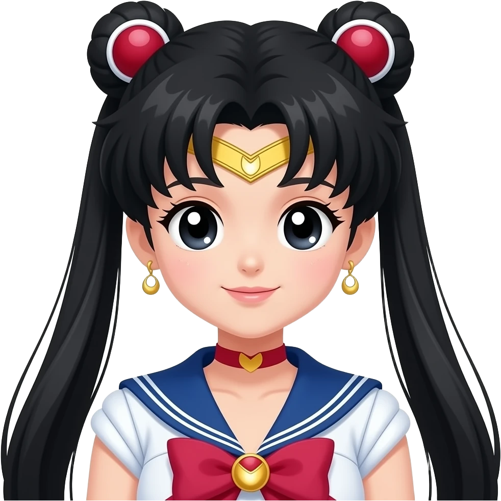 beautiful sailor moon with black hair and black eyes emoji