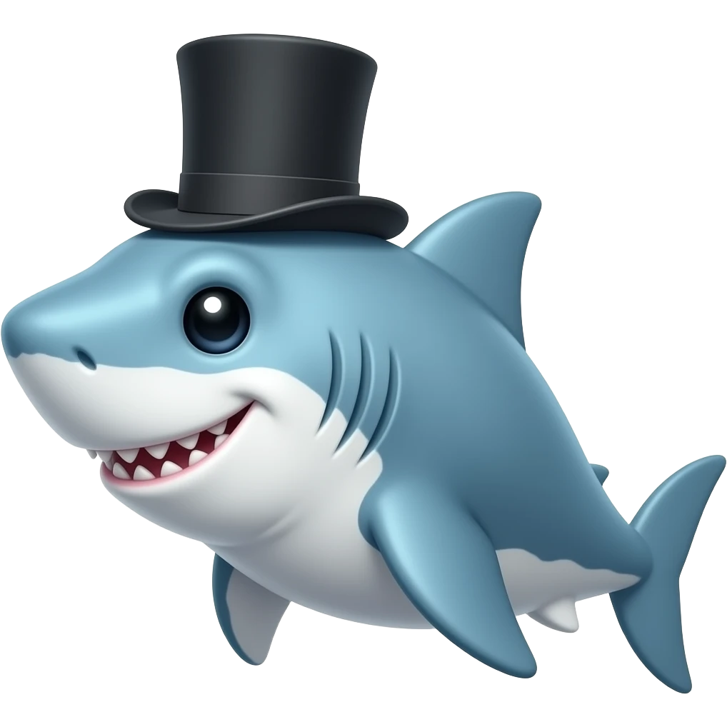 Shark with a top hat emoji