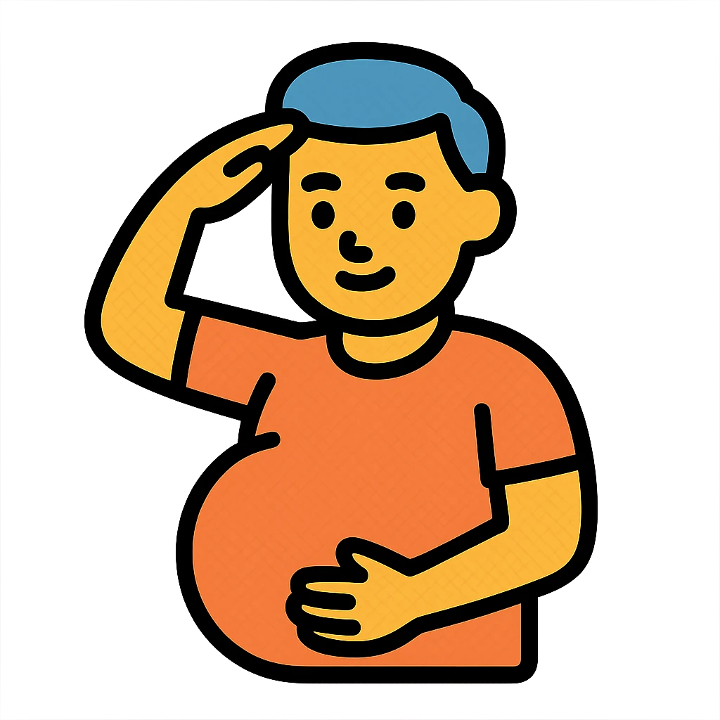 pregnant man saluting emoji