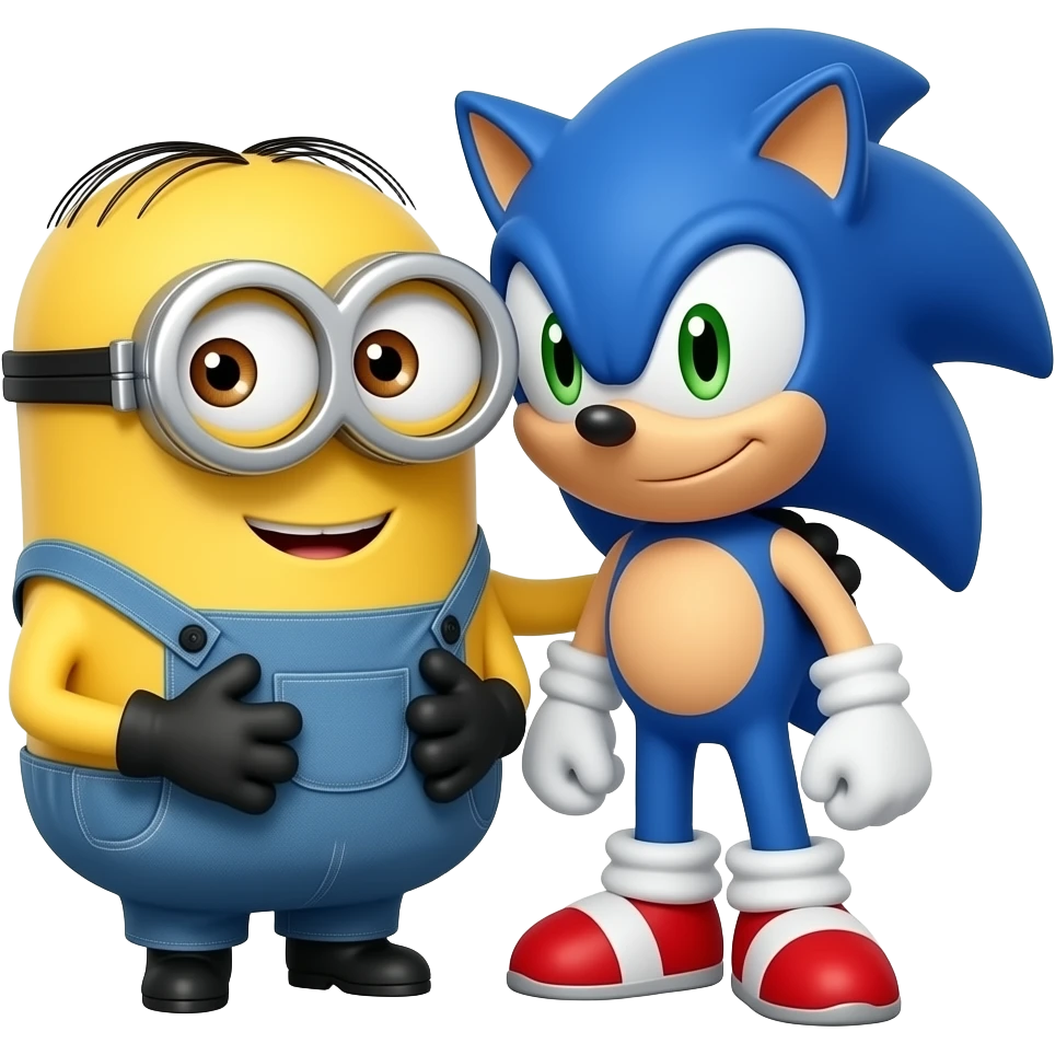 Minion grávida da DreamWorks se inclinando carinhosamente para Sonic, o Ouriço. emoji