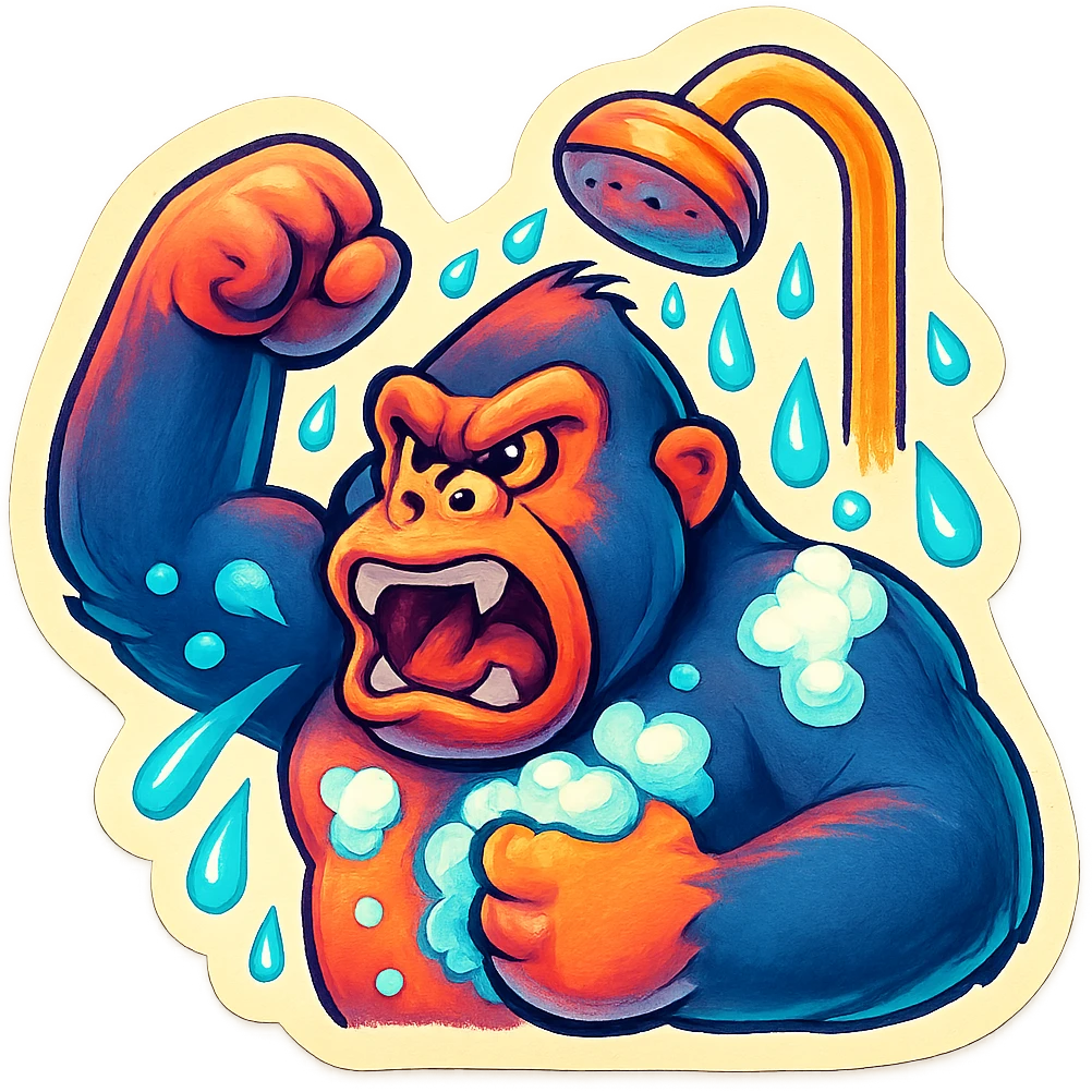 angry gorilla in the shower emoji